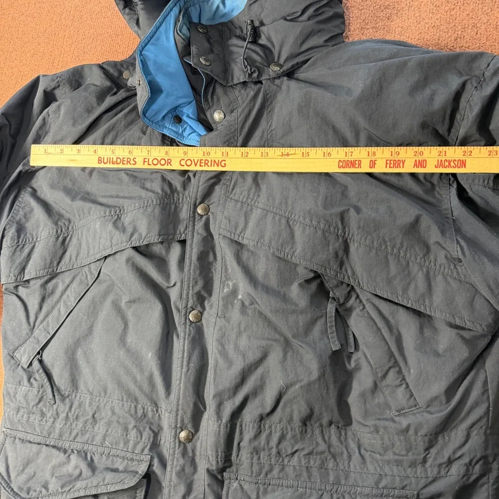 The North Face Mens Vintage Mountain Parka Jacket Black Down Fill Large Hooded